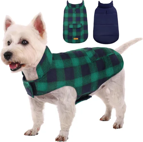 Miniatura 18 de Kuoser - Abrigo de invierno para perro, chaqueta reversible, abrigo cálido de estilo británico, de clima frío, ropa resistente al viento, chaleco