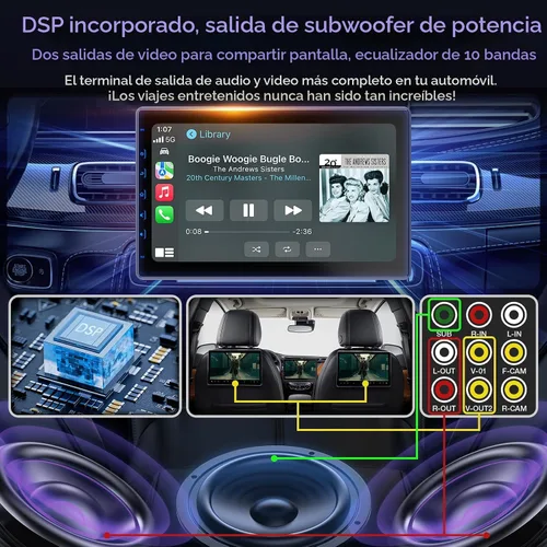Miniatura 4 de Pantalla táctil de 10" para coche, utilizada para Apple Carplay inalámbrico Android Auto MirrorLink, estéreo de coche portátil con Bluetooth, cámara