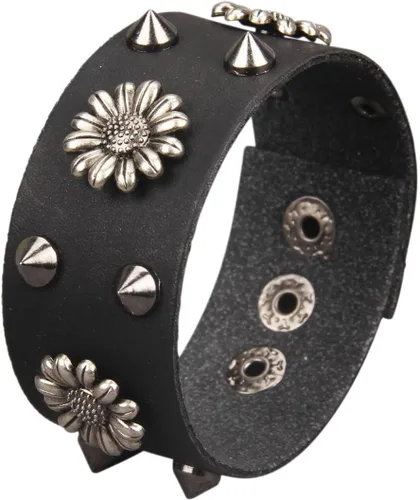 Miniatura 52 de Jeilwiy Pulseras de cuero punk para hombres, pulseras hechas a mano, brazalete ancho, joyería trenzada, color negro y marrón, ajustable, regalos