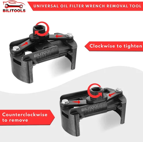 Miniatura 4 de Bilitools Llave de filtro de aceite universal ajustable, herramienta de extracción, 60-80mm (2.36-3.15 pulgadas), 1/2" de transmisión