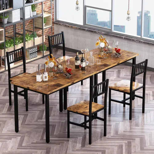 Miniatura 5 de Lamerge Juego de mesa de cocina pequeña para 2, mesa de desayuno industrial y 2 sillas, juego de mesa de comedor de 3 piezas para comedor, sala