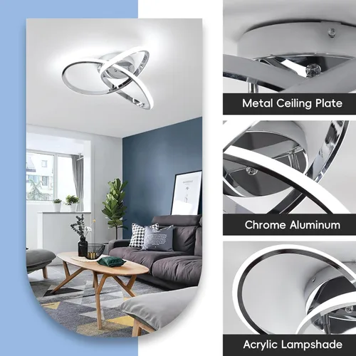 Miniatura 6 de CANEOE Lámparas de techo modernas, lámpara de techo LED de montaje empotrado regulable de 42W con control remoto, diseño creativo cerca del techo