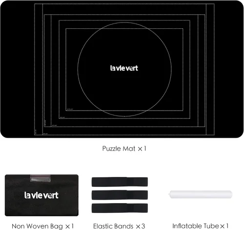 Miniatura 6 de LAVIEVERT Tapete enrollable para rompecabezas de neopreno de doble cara, protector de tablero de rompecabezas portátil con línea auxiliar y bolsa