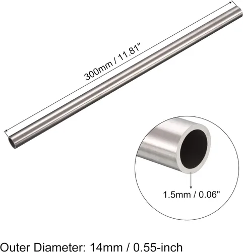 Miniatura 11 de uxcell Tubo de acero inoxidable 304, diámetro exterior de 34 mm x 1,5 mm de espesor de pared, 300 mm de longitud de tubería metálica para maquinaria