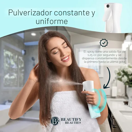 Miniatura 2 de BeautifyBeauties Botella de spray para el cabello – Botella de spray continuo Mister para peinado, limpieza, plantas, mascotas, peluqueros, salones
