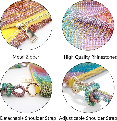 Miniatura 4 de rosyclo Bolso brillante con diamantes de imitación para mujer, bolsos de noche para boda, graduación, fiesta, club, bolsos