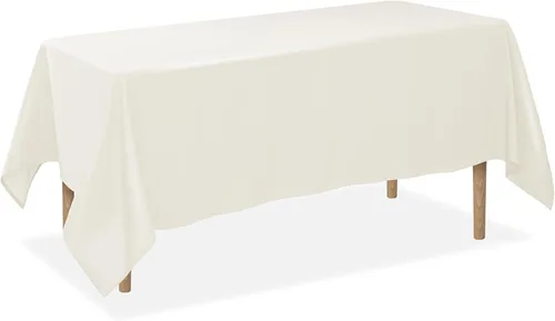 Miniatura 20 de Lann's Linens - Mantel rectangular de tela de poliéster de primera calidad para bodas, banquetes y restaurantes Blanco