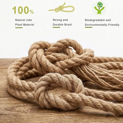 Miniatura 2 de Cuerda de yute natural, 1/2 pulgada x 50 pies, cuerda de cáñamo gruesa para postes rascadores de gatos, columpios de cama, jardinería, decoraciones