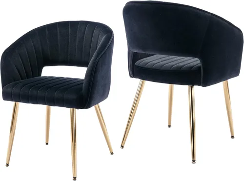 Miniatura 22 de KCC Juego de 2 Sillas de Comedor de Acento Moderno, Sillas de Comedor Tapizadas en Terciopelo con Respaldo Hueco, Sillas de Cocina Acolchadas Sillas