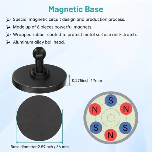 Miniatura 9 de Mippko Soporte magnético para tableta, nevera, iPad para vehículo/gabinete/estante de metal, soporte de base magnética fuerte que atrae
