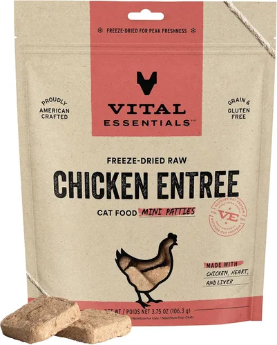 Miniatura 24 de Vital Essentials Alimento Crudo Liofilizado para Gatos, Mini Hamburguesas de Pavo, 8 oz