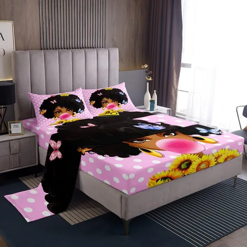 Miniatura 13 de Erosebridal Sábanas de sirena azul para niñas, juego de sábanas de unicornio lindo tamaño matrimonial, 4 piezas para niños, sábanas de arcoíris