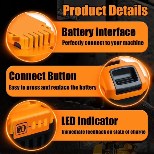 Miniatura 6 de Totoplus Reemplazo para Dewalt 20V Max Batería: Baterías de litio de 8.0Ah compatibles con Dewalt DCB200 Herramientas eléctricas inalámbricas