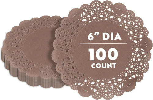 Miniatura 50 de Restaurantware Pastry Tek Blondas de Encaje de 4 x 4 Pulgadas 100 Vajilla Decorativa - Blondas de Mesa Desechables Redondas de Papel Negro