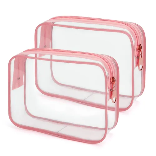 Miniatura 15 de Wedama Bolsas de cosméticos aprobadas por la TSA para hombres y mujeres, paquete de 2 con cremallera, accesorios de viaje de aeropuerto, bolsas