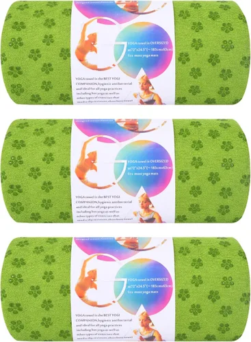 Miniatura 10 de Paquete de 3 toallas de yoga calientes con puntos de flor de ciruelo, toalla antideslizante gris oscuro, toalla de microfibra de gamuza suave súper