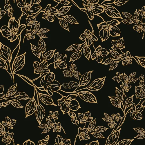 Ismoon Papel tapiz autoadhesivo para despegar y pegar, color negro y dorado, floral oscuro, 17.3 x 78.7 pulgadas, papel de pared moderno negro,