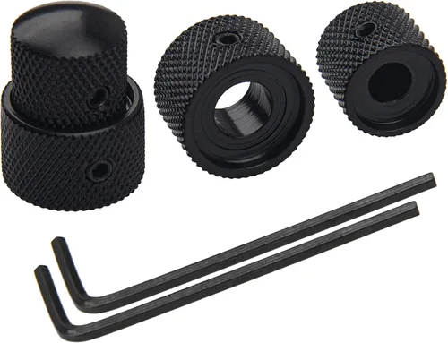 Miniatura 4 de 2 perillas de control apiladas concéntricas dobles para guitarra eléctrica y bajo (negro)