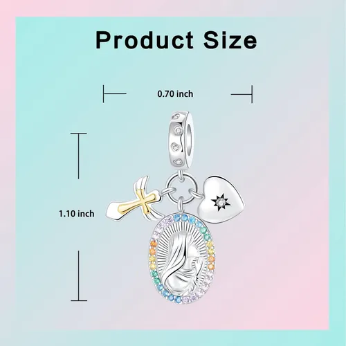 Miniatura 293 de LUXILLA Abalorio de plata de ley 925 para madre, hija, abuela, para familia, amor, madre, hija, abuela, para pulseras, collares, dijes, abalorios