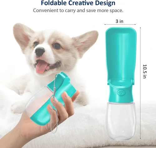 Miniatura 2 de WePet Botella de agua plegable portátil para perros, dispensador de agua para cachorros con alimentador para beber, 12 onzas, resistente a altas