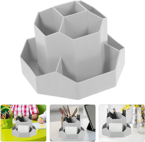 Miniatura 3 de STOBOK Organizador giratorio para brochas cosméticas, soporte para lápices, organizador de almacenamiento de bolígrafos, soporte de papelería