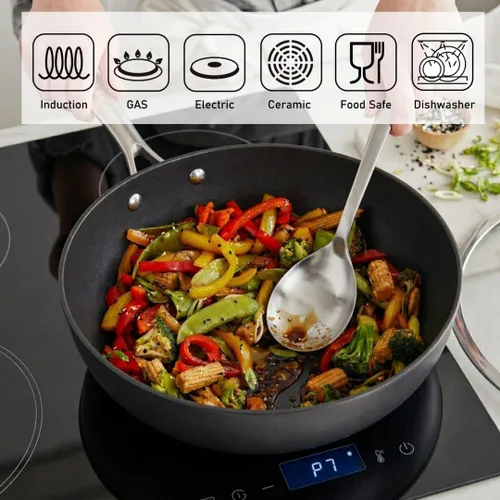 Miniatura 3 de TECHEF - Colección Onyx, sartén antiadherente de fondo plano de 12 pulgadas, sin PFOA, apto para lavavajillas y horno, fabricado en Corea