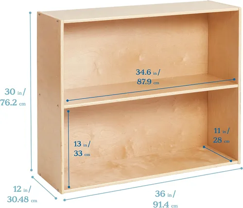 Miniatura 3 de ECR4Kids Streamline - Armario de almacenamiento con 2 estantes, 30 pulgadas, estantería para niños, color natural