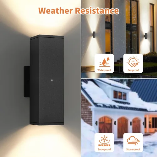 Miniatura 4 de 1 paquete de iluminación exterior del atardecer al amanecer, luces LED cuadradas hacia arriba y hacia abajo, accesorios de iluminación exterior