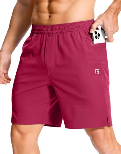 Miniatura 10 de GGJ Pantalones cortos deportivos ligeros para hombre con 2 bolsillos con cremallera de 7/5/9 pulgadas, pantalones cortos de tenis de secado rápido