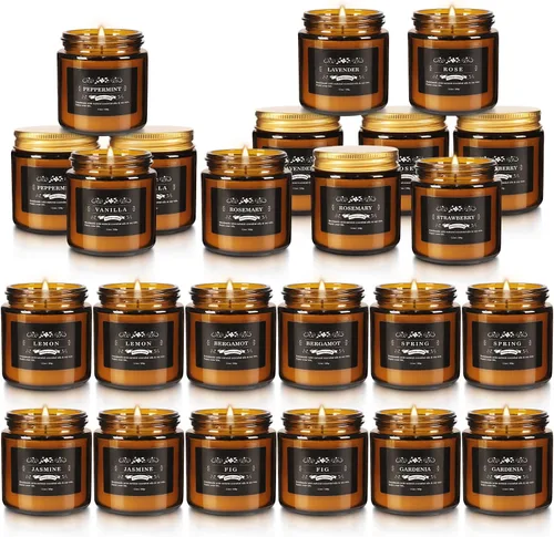 Miniatura 24 de Paquete de 12 velas perfumadas negras de regalo, velas de aromaterapia de cera de soja natural para el hogar, 12 fragancias, perfectas para aliviar