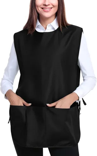 BOHARERS Delantal Smock Cobbler para Mujeres y Hombres - con Lazos Laterales y 3 Bolsillos para Chef de Cocina, Limpieza, Estilista