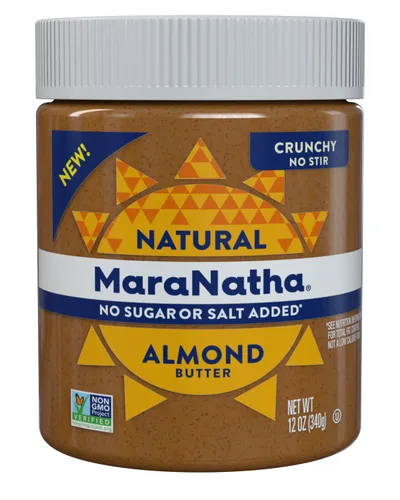 Maranatha Mantequilla de Almendra Crujiente Natural, No Requiere Mezcla, Sin Azúcar ni Sal Añadida, Frasco de 12 Onzas