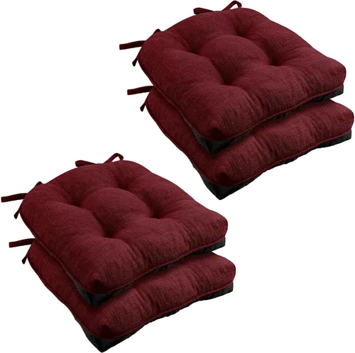 Miniatura 11 de Almohadillas de silla Wellsin para sillas de comedor, cojines de silla de cocina antideslizantes con lazos, juego de 4 almohadillas de silla de Caqui