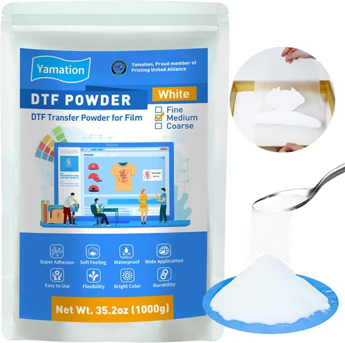 Yamation DTF Polvo Adhesivo Blanco 35.2OZ/ 1kg Polvo de Transferencia DTF Adhesivo Termofusible se Aplica a Todas las Impresoras de Transferencia