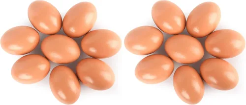 Miniatura 10 de LovesTown Huevos de Pascua de madera, 8 unidades, huevos de madera de 3 colores para manualidades, anidación de pollo, juguete de comida teñible