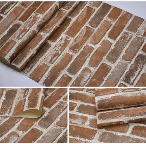Miniatura 2 de Okydoky Papel pintado de ladrillo, papel pintado de ladrillo marrón vintage para el hogar, cocina, sala de estar, dormitorio, fondo, No.57103