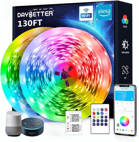 Miniatura 11 de DAYBETTER Luces LED inteligentes WiFi, tira de luces LED RGB de 25 pies compatibles con Alexa y Google Assistant, control remoto por voz
