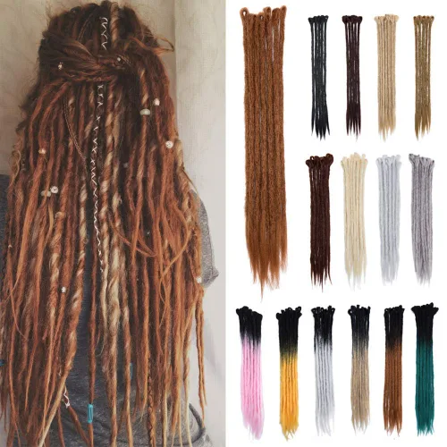 Miniatura 10 de Extensión de rastas de 24 pulgadas, color degradado para hip-hop, sintéticas, resistentes al calor, extensiones de rastas de terror reggae, Bleach