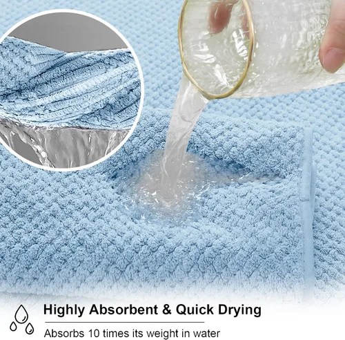 Miniatura 5 de Juego de 8 toallas de baño grandes azules para la familia - 2 sábanas de toalla de baño extragrandes, 2 toallas de mano, 4 paños - 600GSM suaves
