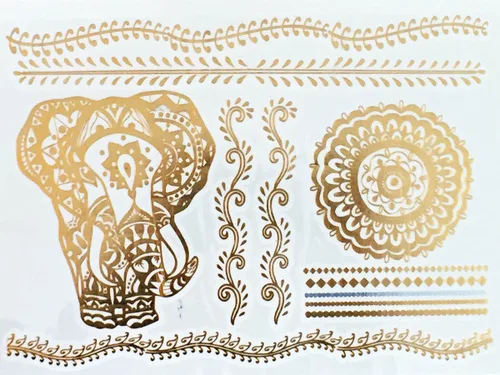 Miniatura 3 de 5 hojas de tatuajes metálicos de oro y plata flash de Modern Boho, enorme colección Colección Namaste