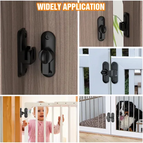 Miniatura 7 de Cerradura de Puerta de Granero – Pequeña Cerradura de Puerta Corredera de 90/180 Grados, Pestillo de Puerta de Barra Pesada, Cerradura