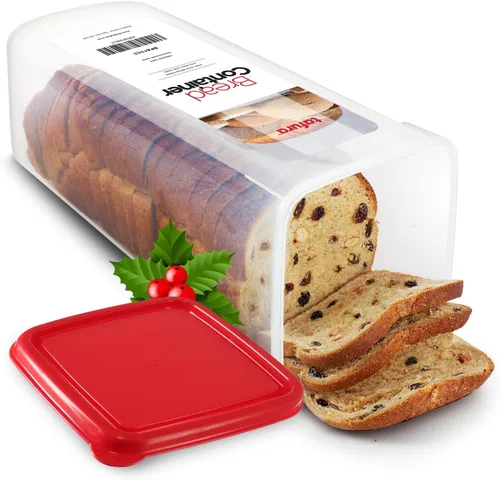 Tafura Contenedor de pan – Caja de pan de plástico sin BPA – Contenedor/soporte para panes caseros y productos horneados con tapa hermética roja