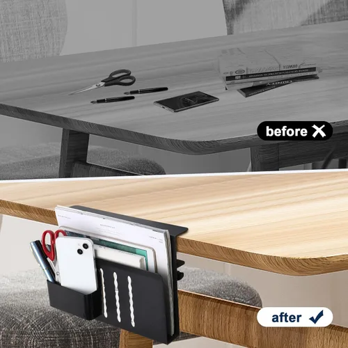 Miniatura 8 de Organizador lateral de escritorio, soporte para laptop con soporte magnético para bolígrafo, organizador de escritorio colgante sin taladros