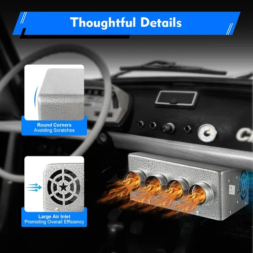 Miniatura 6 de Calentador universal para debajo del tablero, calentador auxiliar universal de 12 V para minivan/camiones/cosechadoras, calentador de coche con 4