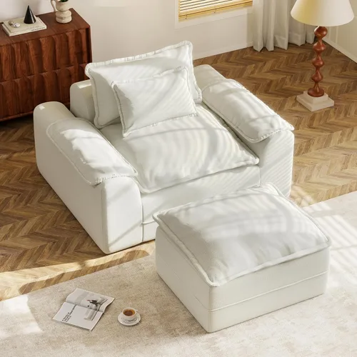 Miniatura 9 de Hobestluk Cloud - Sofá individual de espuma viscoelástica con asiento profundo, sofá en forma de L con funda extraíble, sofá grande para sala