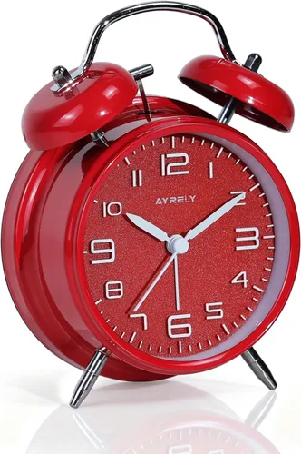 Miniatura 15 de AYRELY Reloj despertador súper ruidoso para adultos que duermen pesadamente, doble campana, retro, de 4 pulgadas, silencioso, sin tictac, cuarzo