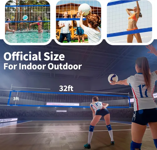 Miniatura 7 de Red profesional de voleibol para exteriores de servicio pesado, mejorada para todo clima, cable de acero inoxidable extendido, bordes extra gruesos