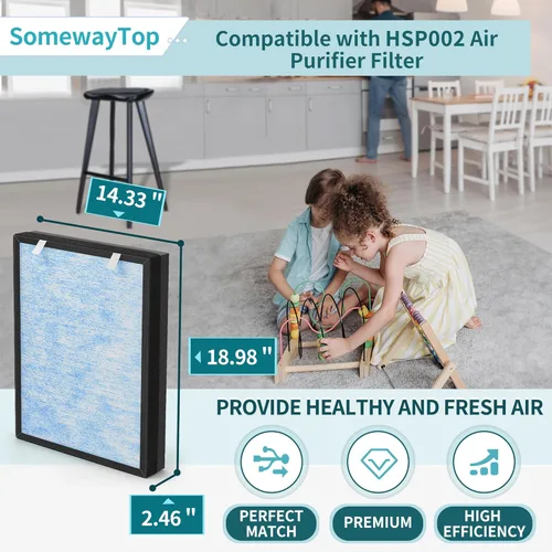 Miniatura 2 de HSP002 Filtro de repuesto compatible con filtros de aire HSP002, filtro de aire de filtración de etapa 4 en 1 para habitación grande y hogar, 2 2