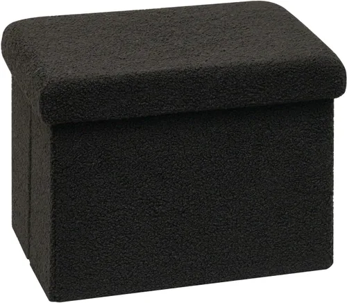 Miniatura 22 de PINPLUS Otomanas otomanas de almacenamiento con forma cuadrada con reposapiés de almacenamiento para sala de estar, asiento otomano Boucle para Negro