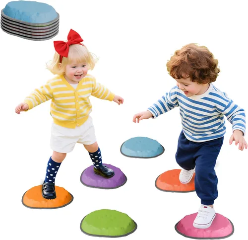 Stepping Stones for Kids, 10 PCS Non-slip Toddlers' Balance Sensory Toys, Indoor & Outdoor Play, Obstacle Course Game for Children Promoting 6 PIEZAS